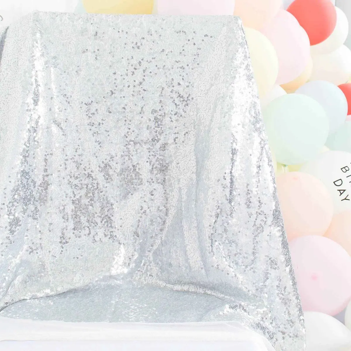 Partisout Sequin Fabric 3mm Glitter Fabrics 1 yard Silver | Sparkly Mermaid Dress Material - view 5