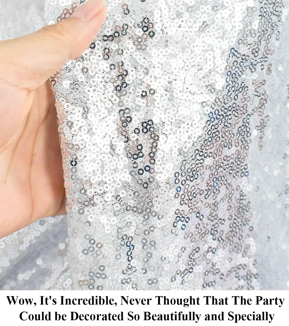 Partisout Sequin Fabric 3mm Glitter Fabrics 1 yard Silver | Sparkly Mermaid Dress Material - view 2