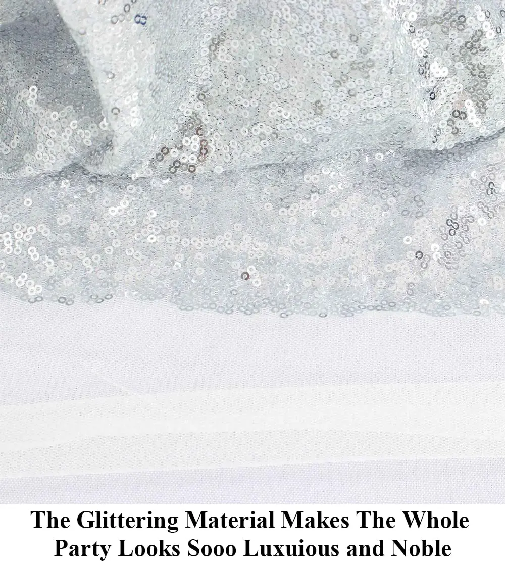 Partisout Sequin Fabric 3mm Glitter Fabrics 1 yard Silver | Sparkly Mermaid Dress Material - view 3