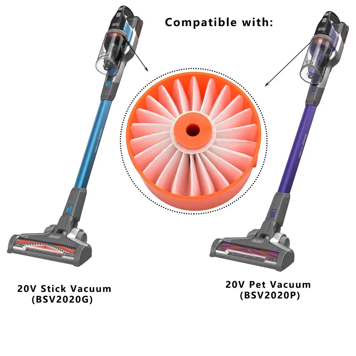 Threeten East 6 Pack Vacuum Filter Element Compatible with Black + Decker BSV2020G BSV2020P | Durable & Reusable - view 2