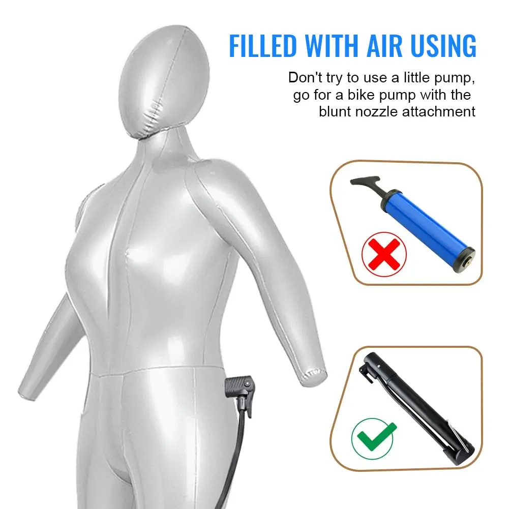 Three T Inflatable Female Full Body Mannequin 165cm (5.4ft) with Arms & Head | Lightweight & Portable Display Form - view 9