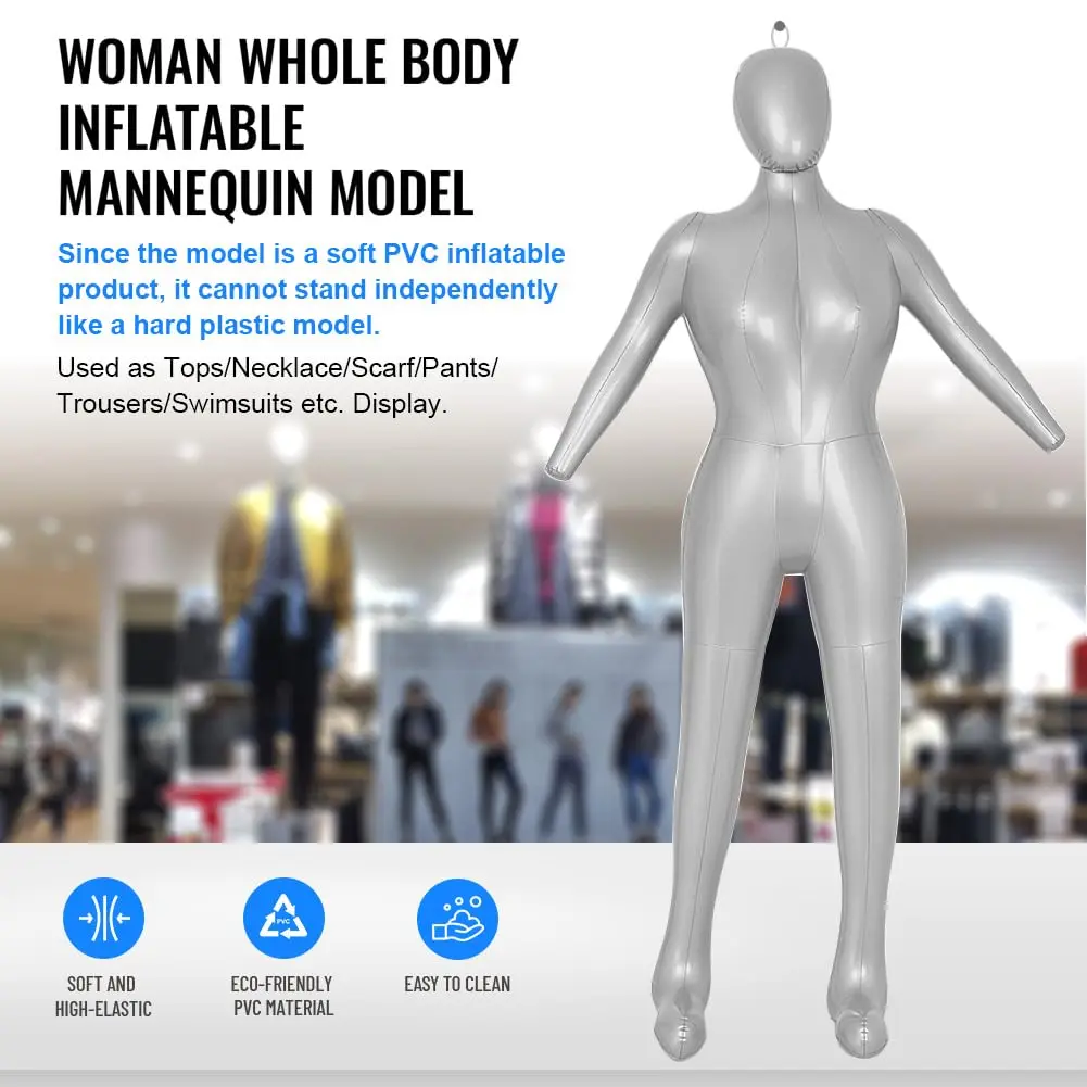 Three T Inflatable Female Full Body Mannequin 165cm (5.4ft) with Arms & Head | Lightweight & Portable Display Form - view 2
