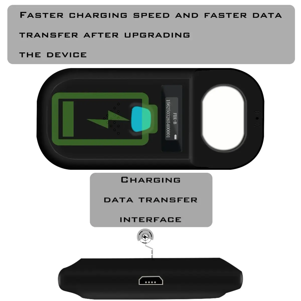 Smoostart Pet Microchip Scanner Black | ISO11784/ISO11785/FDX-B/ID64/EMID Reader with Data Storage & OLED Display - view 6