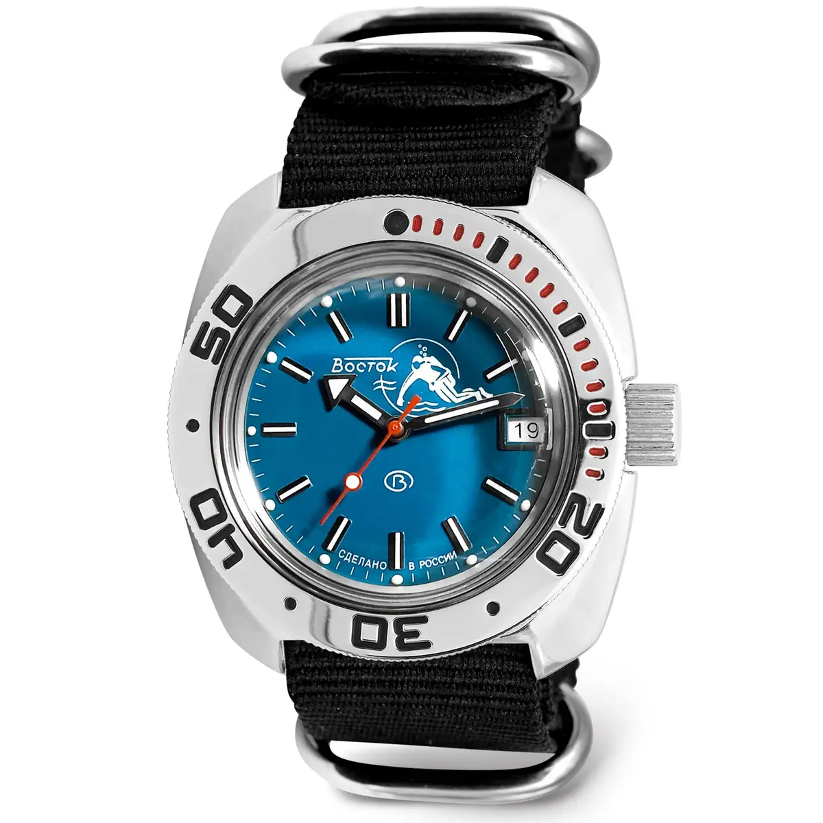 VOSTOK Amphibia 710059 Scuba Dude Automatic Watch 40mm (1.57 in) with Black Nylon Strap - main product image
