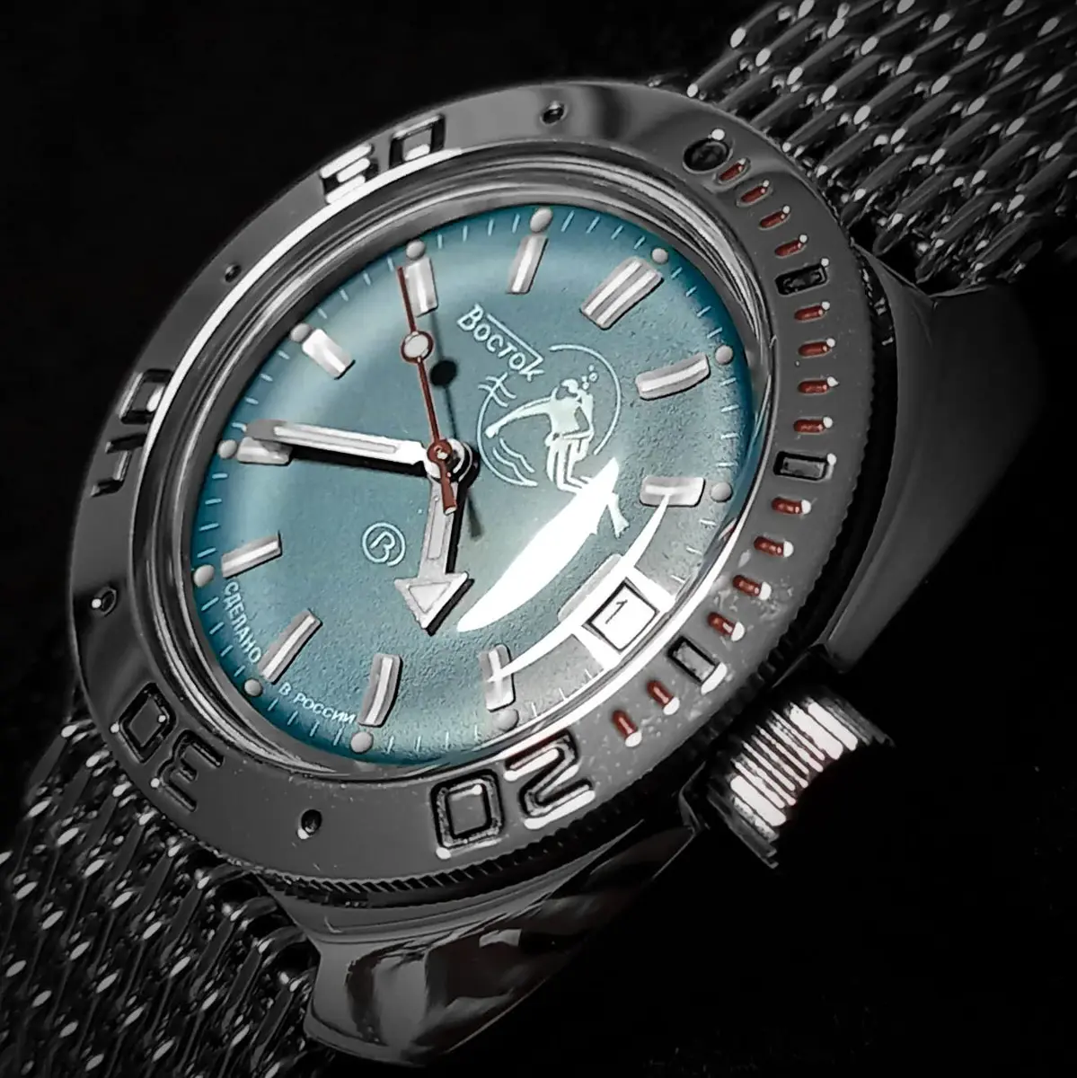 VOSTOK Amphibia 710059 Scuba Dude Automatic Watch 40mm (1.57 in) with Black Nylon Strap - view 5