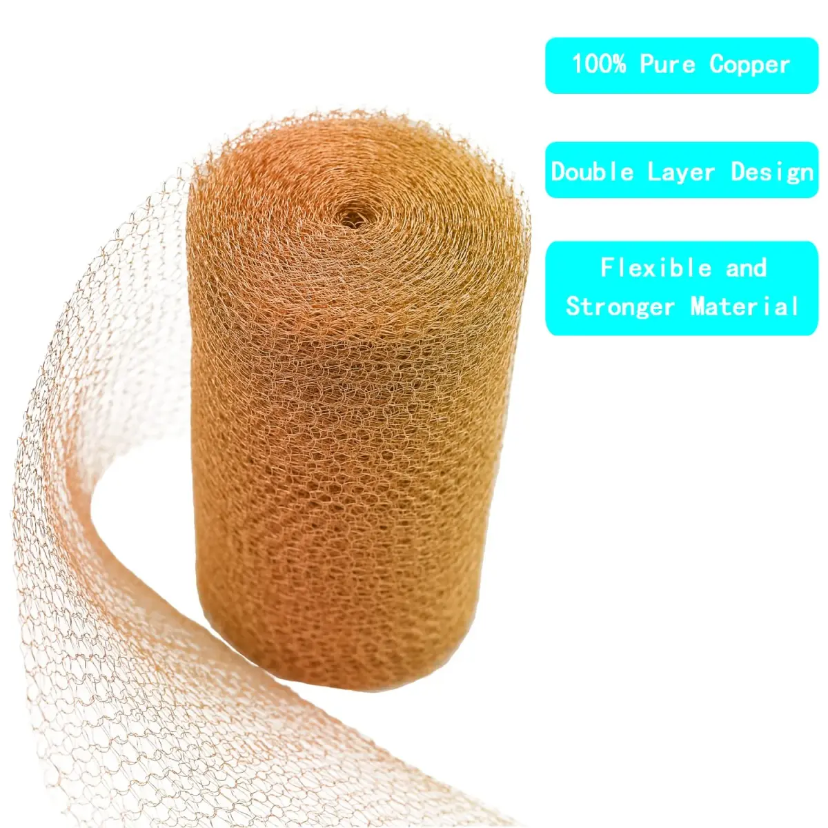 SOTEE Copper Mesh 5 Inches x 30 ft | Pure Copper Fill Fabric for Hole Blocking - view 4
