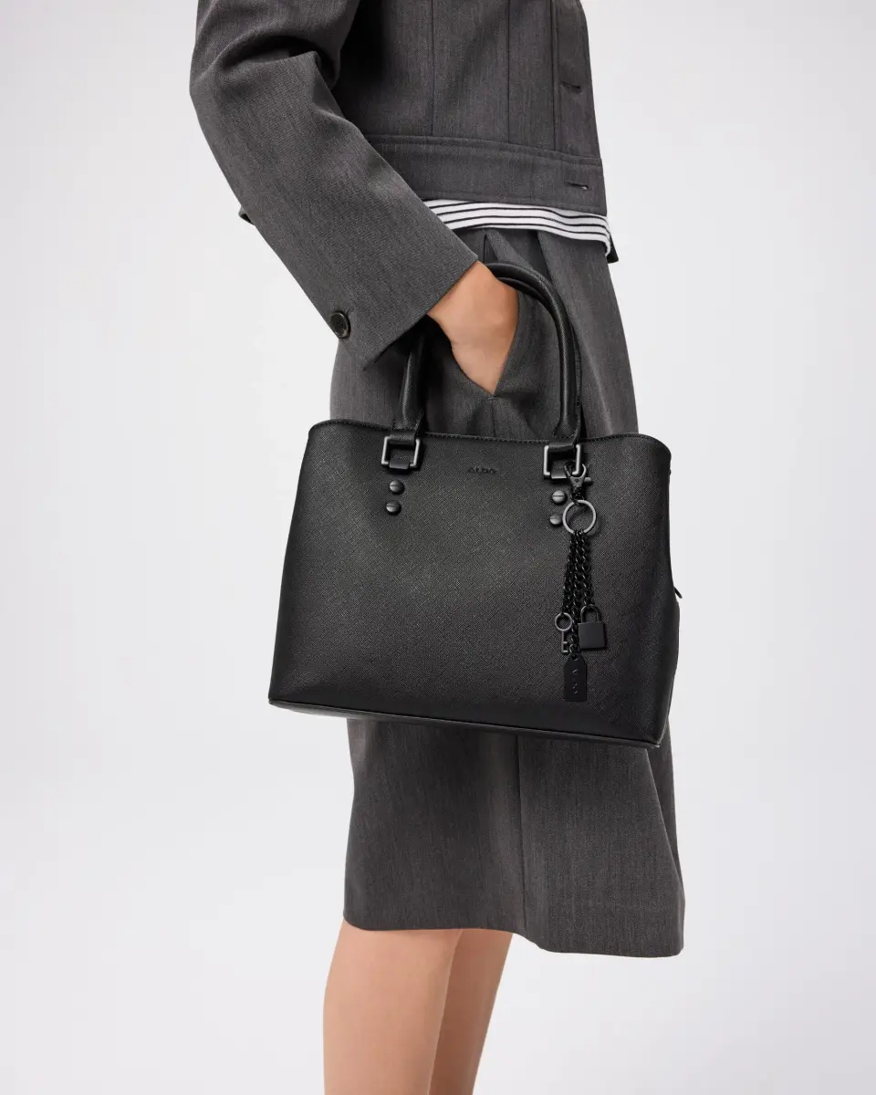 ALDO Legoirii Tote Bag Black Medium | Stylish Faux Leather Handbag with Detachable Strap - view 3