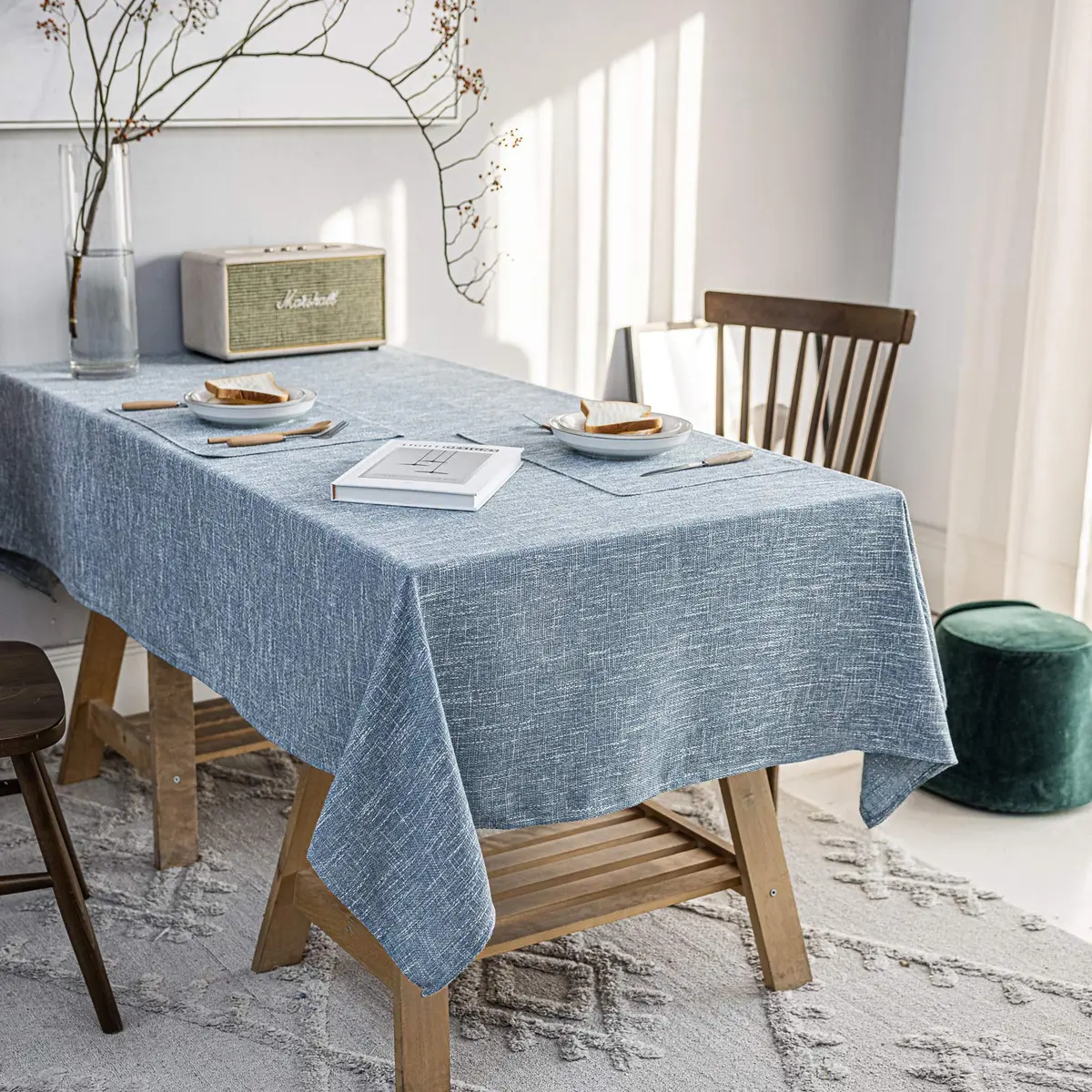 JSFLY Waterproof Linen Tablecloths Rectangle Dining 54"x70" | Durable Water-Resistant Fabric - main product image