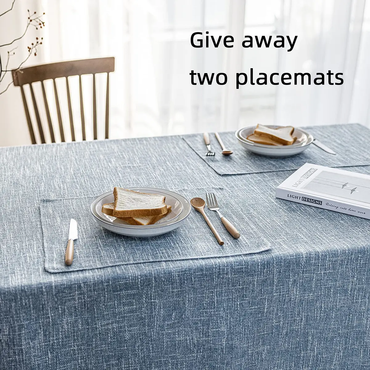 JSFLY Waterproof Linen Tablecloths Rectangle Dining 54"x70" | Durable Water-Resistant Fabric - view 5