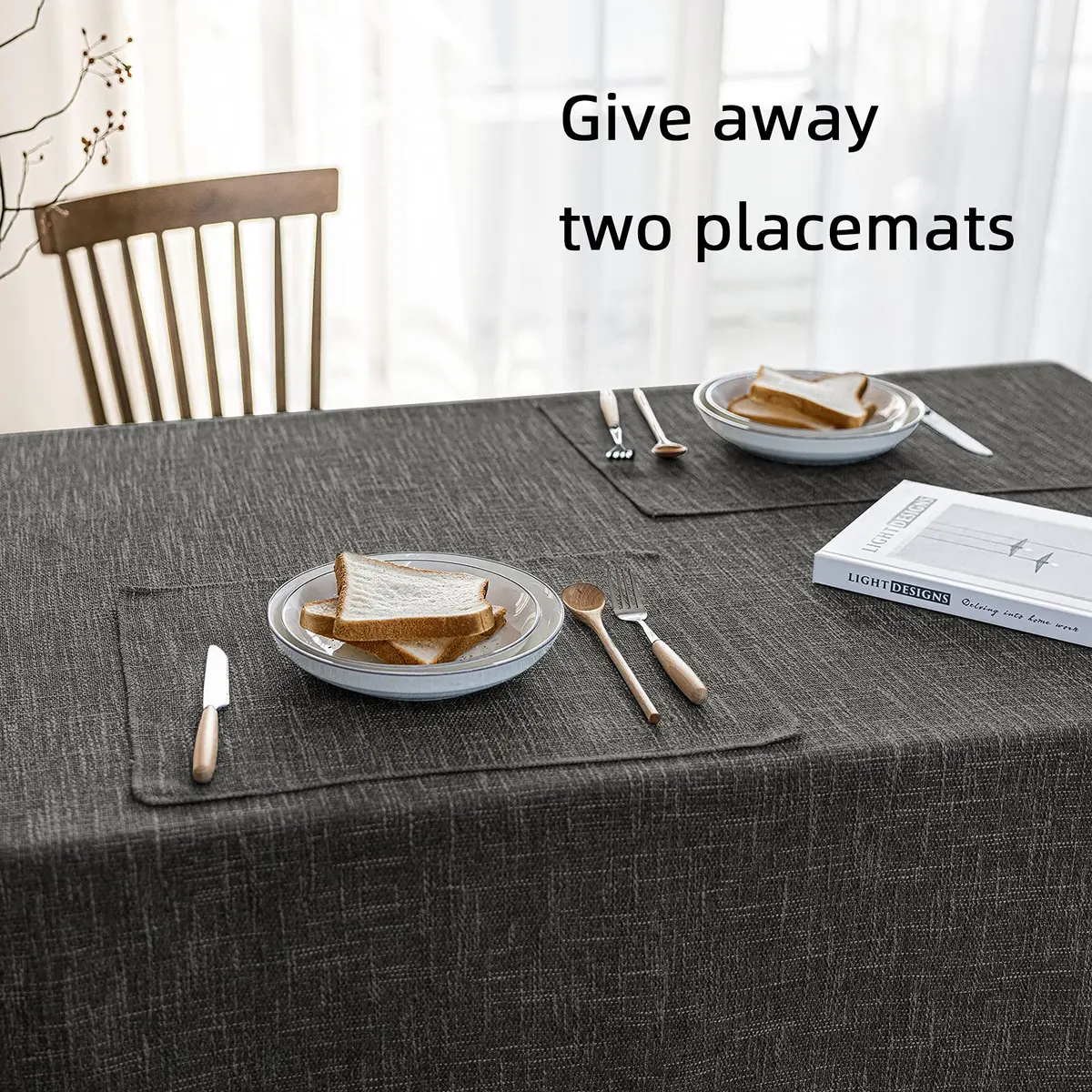 JSFLY Waterproof Linen Tablecloths Rectangle Dining 54"x120" | Waterproof & Easy Care - view 5