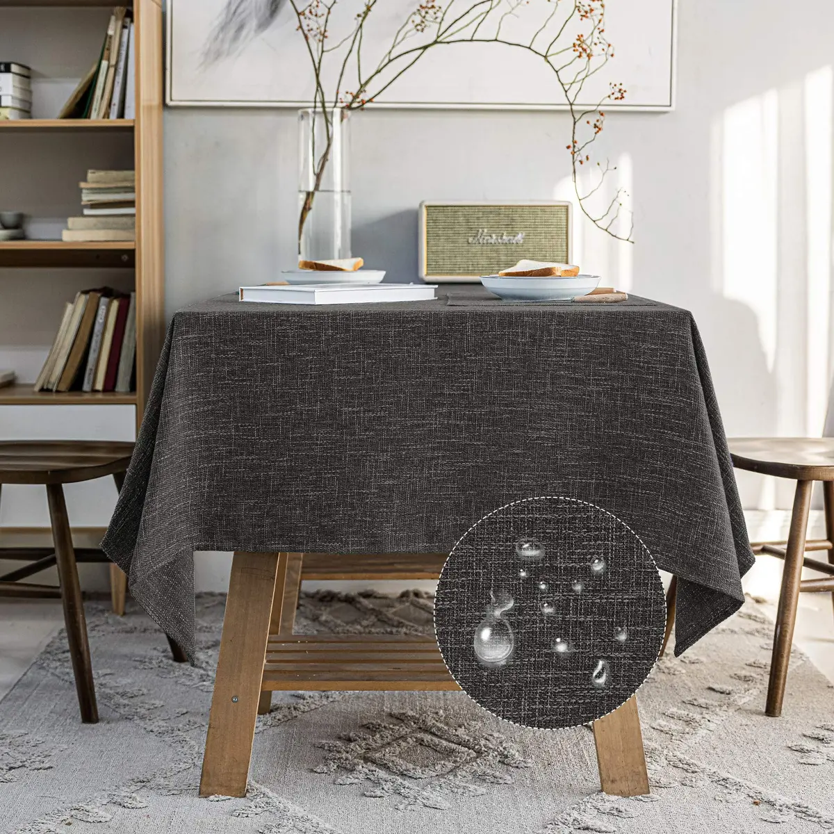JSFLY Waterproof Linen Tablecloths Rectangle Dining 54"x120" | Waterproof & Easy Care - view 2