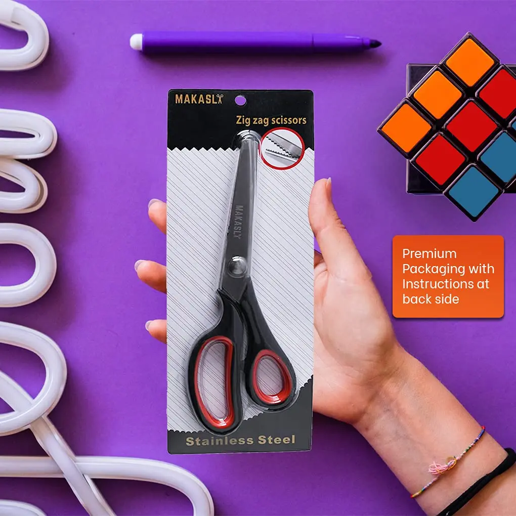 Makasla Pinking Shears - Fabric Craft Scissors with Zigzag Blade, 8.86 in | Precise, ergonomic, professional sewing shear for fabric, leather, paper - view 7
