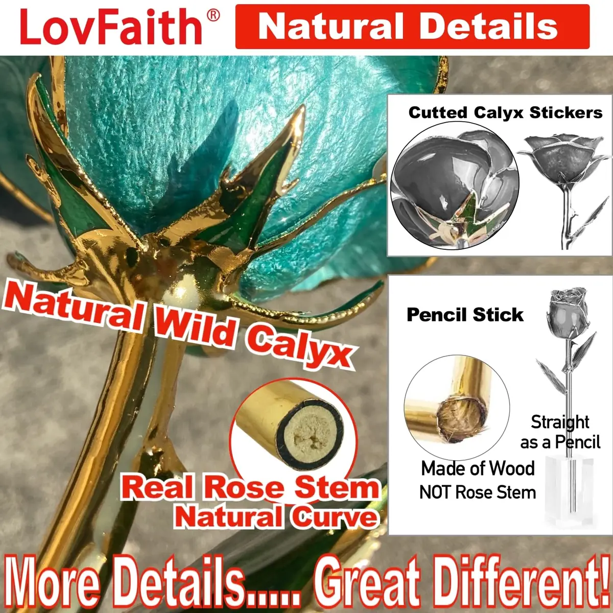 LovFaith 24K Gold Dipped Rose with Crystal Vase | Real Rose Preserved in Gold, Elegant Gift for Her - view 4