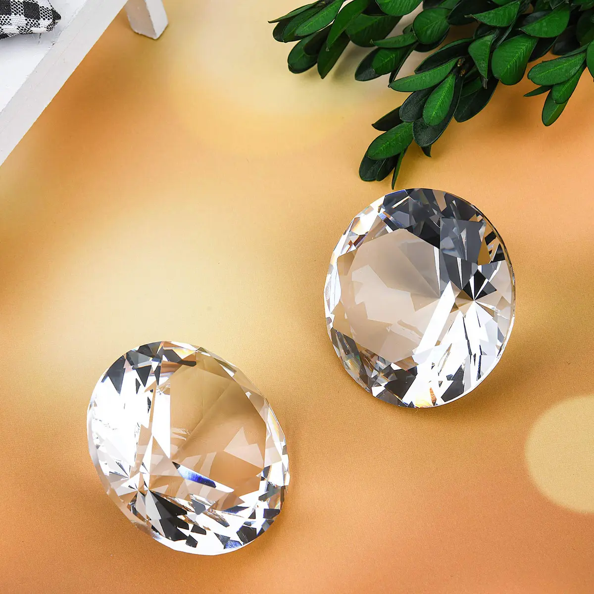 Hiziwimi 60mm (2.36 in) Crystal Diamond Paperweight with Stand | Clear K9 Crystal - view 6
