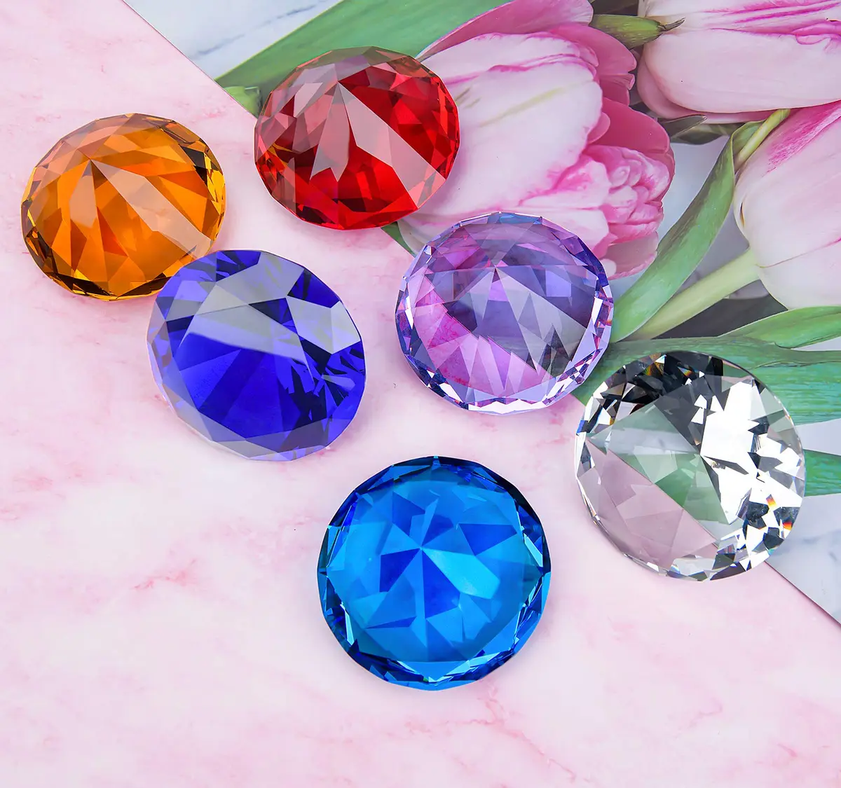 Hiziwimi 60mm (2.36 in) Crystal Diamond Paperweight with Stand | Clear K9 Crystal - view 7