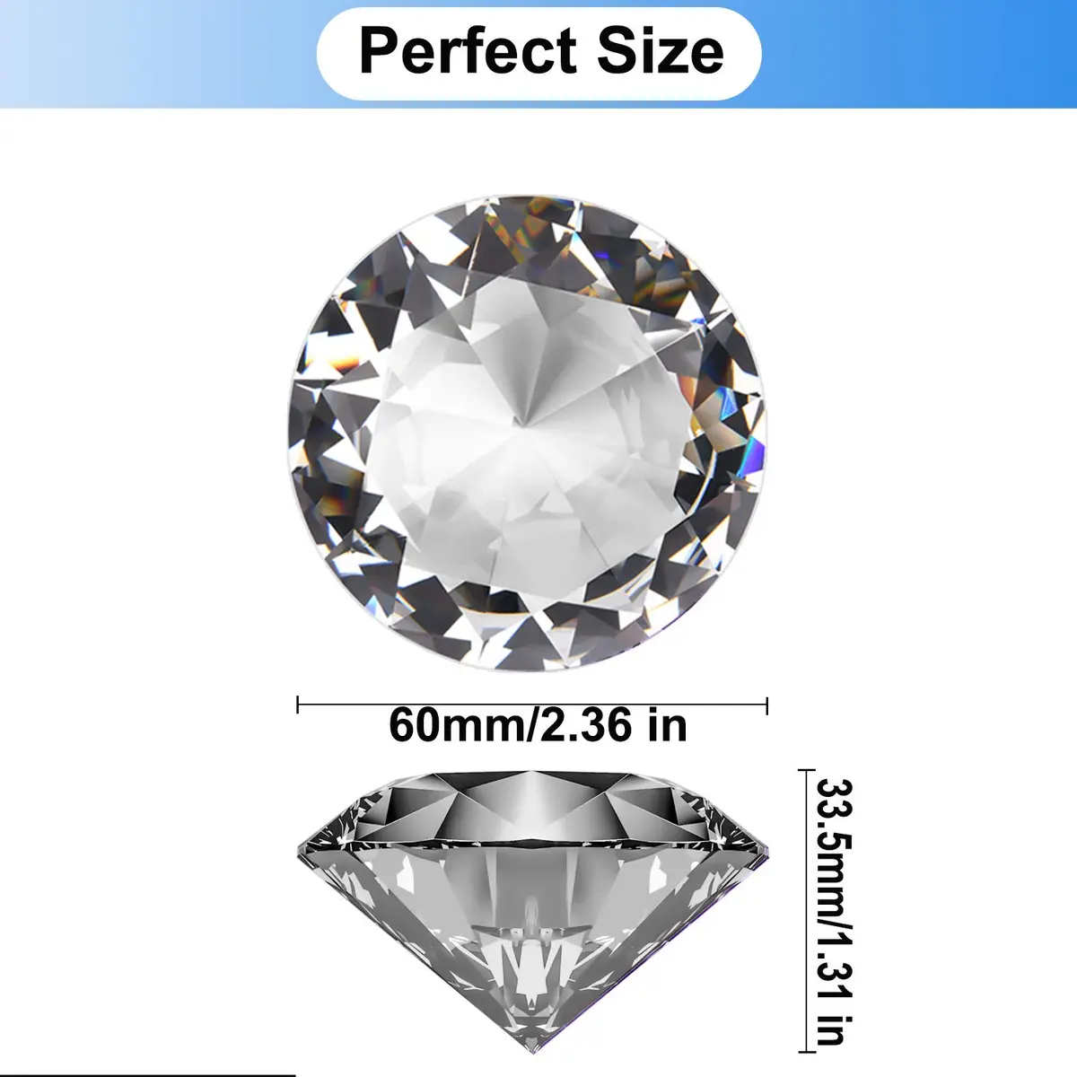 Hiziwimi 60mm (2.36 in) Crystal Diamond Paperweight with Stand | Clear K9 Crystal - view 8