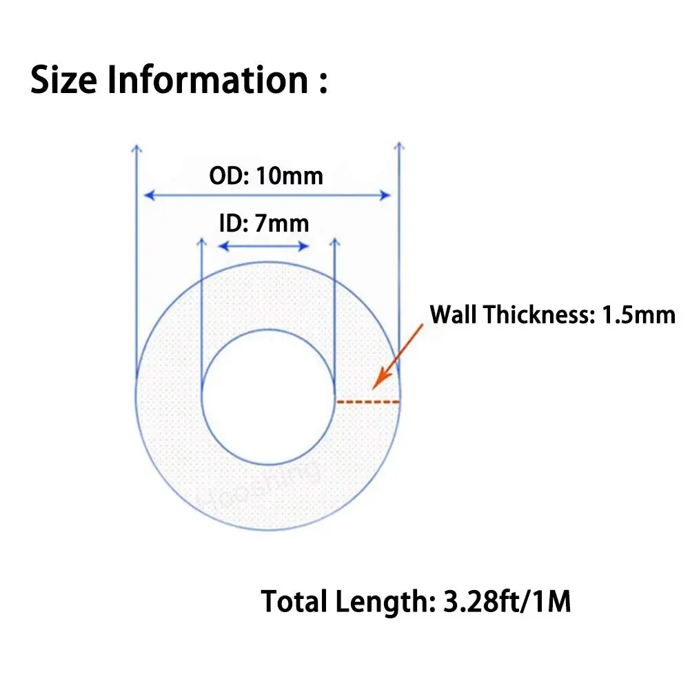 Hooshing Food Grade Silicone Tubing 7mm ID x 10mm OD 1 Meter | Flexible, BPA-Free, High-Temp Resistant Hose - view 2