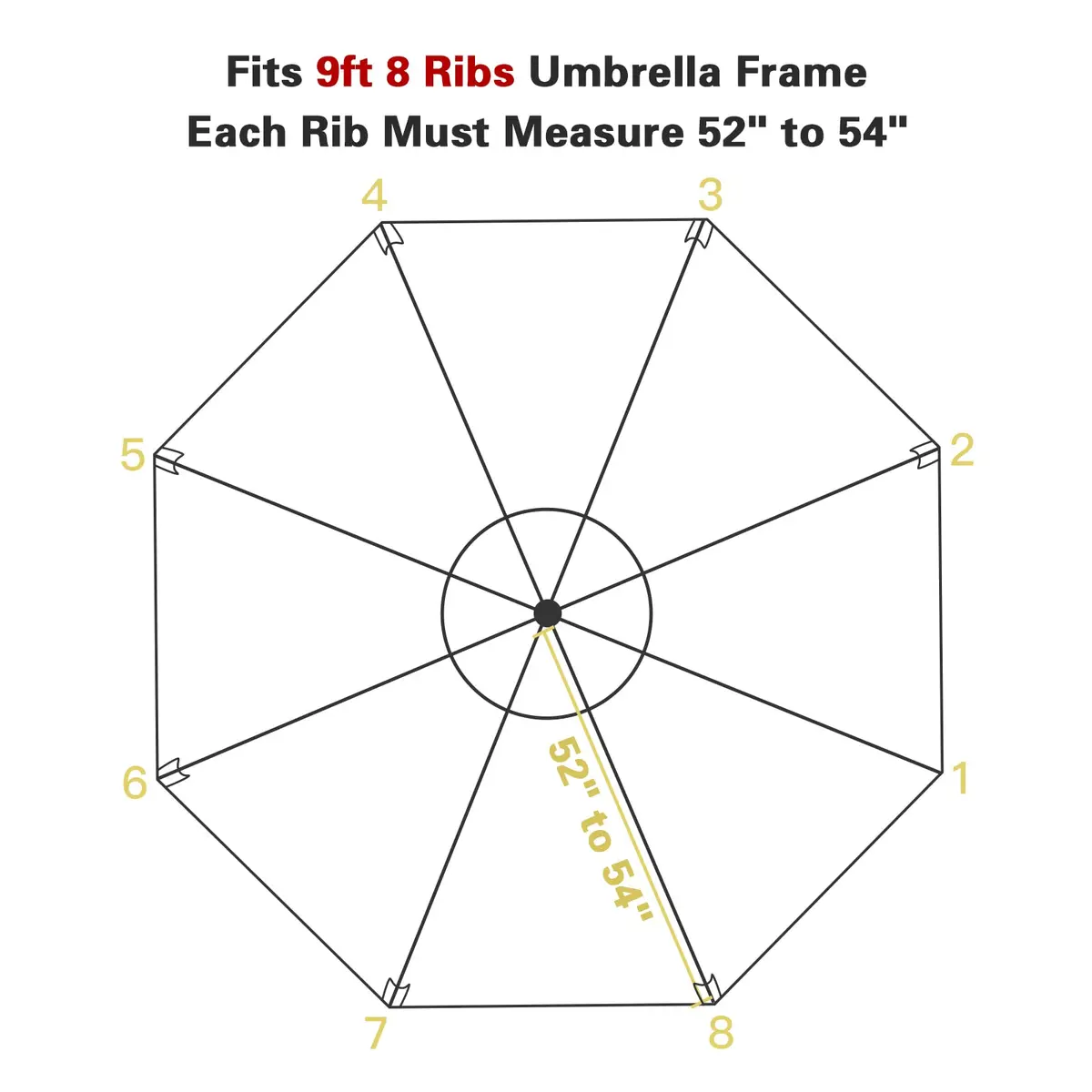 Sunnyglade 9ft Patio Umbrella Replacement Canopy for 8 Ribs Dark Green | Universal Wind Vent & Sun-Protective Polyester - view 6