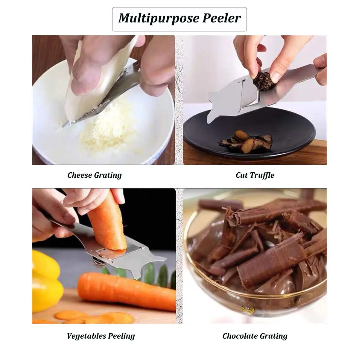 Wenplus Professional Stainless Steel Truffle Slicer with Adjustable Blade, Truffle Cutter Cheese Scraper Chocolate Shaver Vegetable Peeler (16.5 cm) - view 5