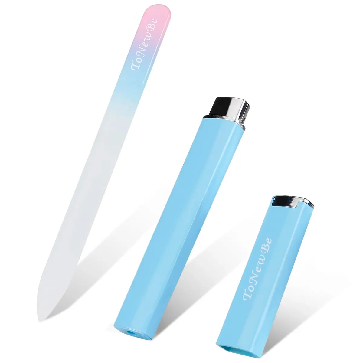 ToNewBe Glass Nail File with Case, Czech File, Double-Sided Etched Nail File 15.6cm (5.9in) | Professional Nail Shaping Tool - view 2
