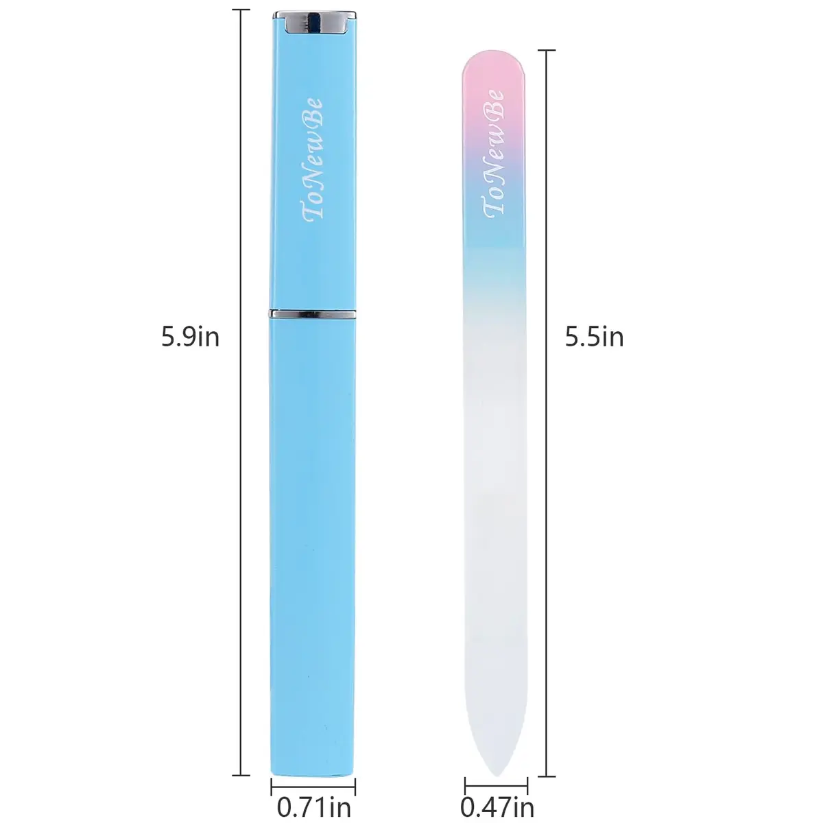 ToNewBe Glass Nail File with Case, Czech File, Double-Sided Etched Nail File 15.6cm (5.9in) | Professional Nail Shaping Tool - view 3