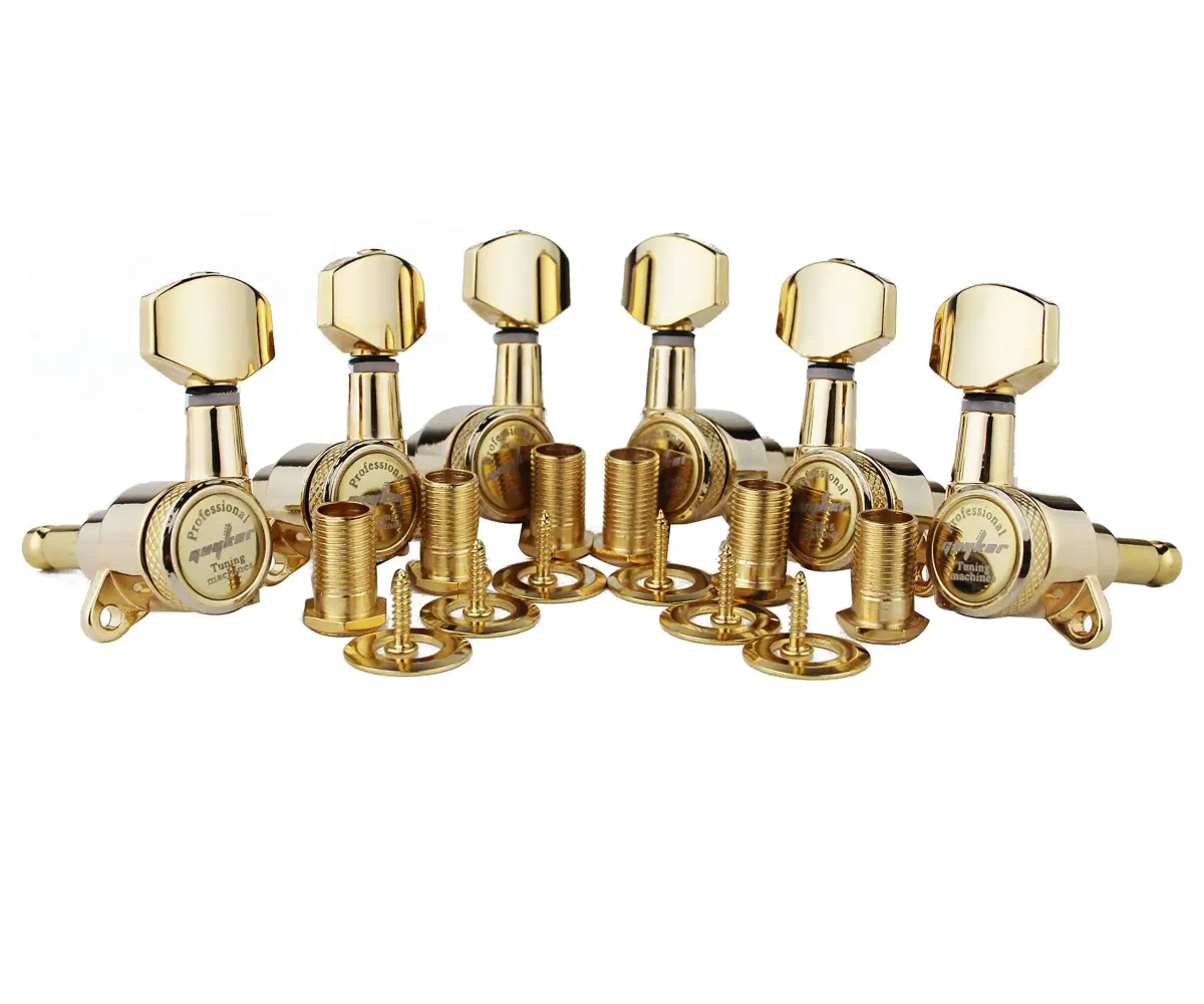 Guyker Gold Guitar Locking Tuners (3L + 3R) - 1:18 Ratio Machine Heads for Electric & Acoustic Guitars - main product image