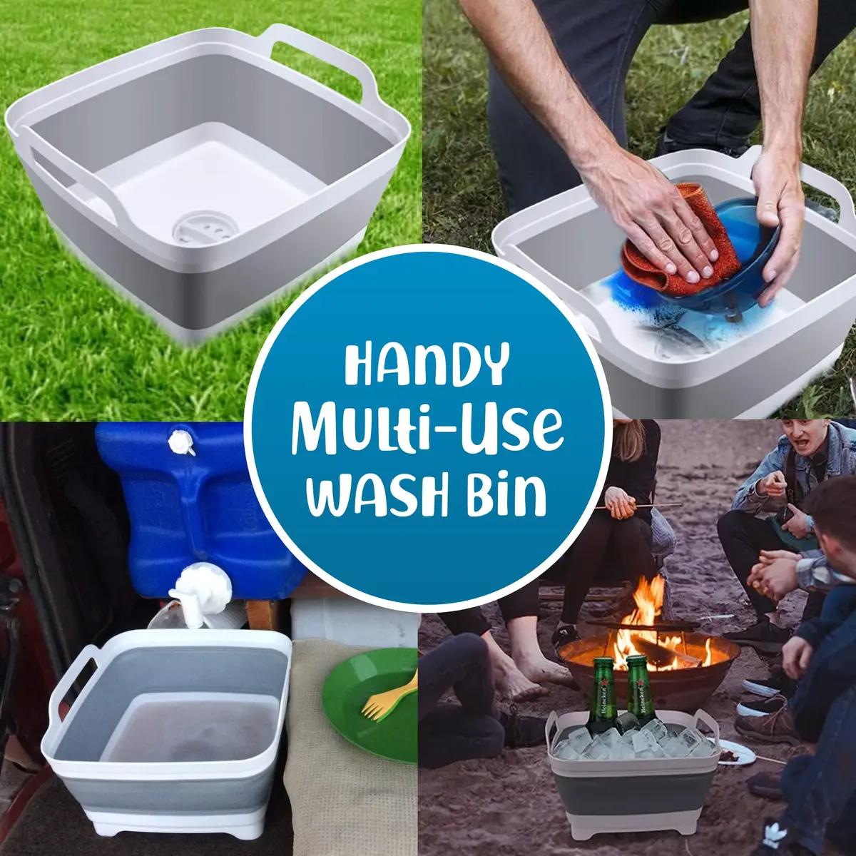 Home Spirit Collapsible Sink – 9L Portable Wash Basin Tub with Handle, Plug & Strainer – For Dishes, Fruits, Veggies, Laundry & Beverages | Multipurpose Kitchen Utility - view 3