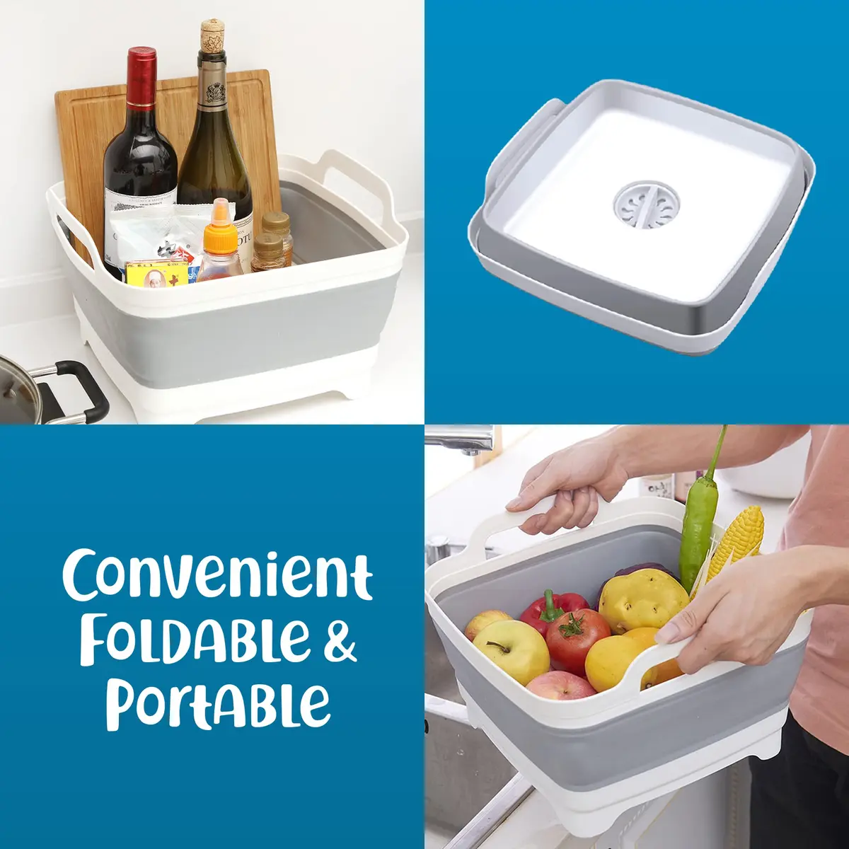 Home Spirit Collapsible Sink – 9L Portable Wash Basin Tub with Handle, Plug & Strainer – For Dishes, Fruits, Veggies, Laundry & Beverages | Multipurpose Kitchen Utility - view 4