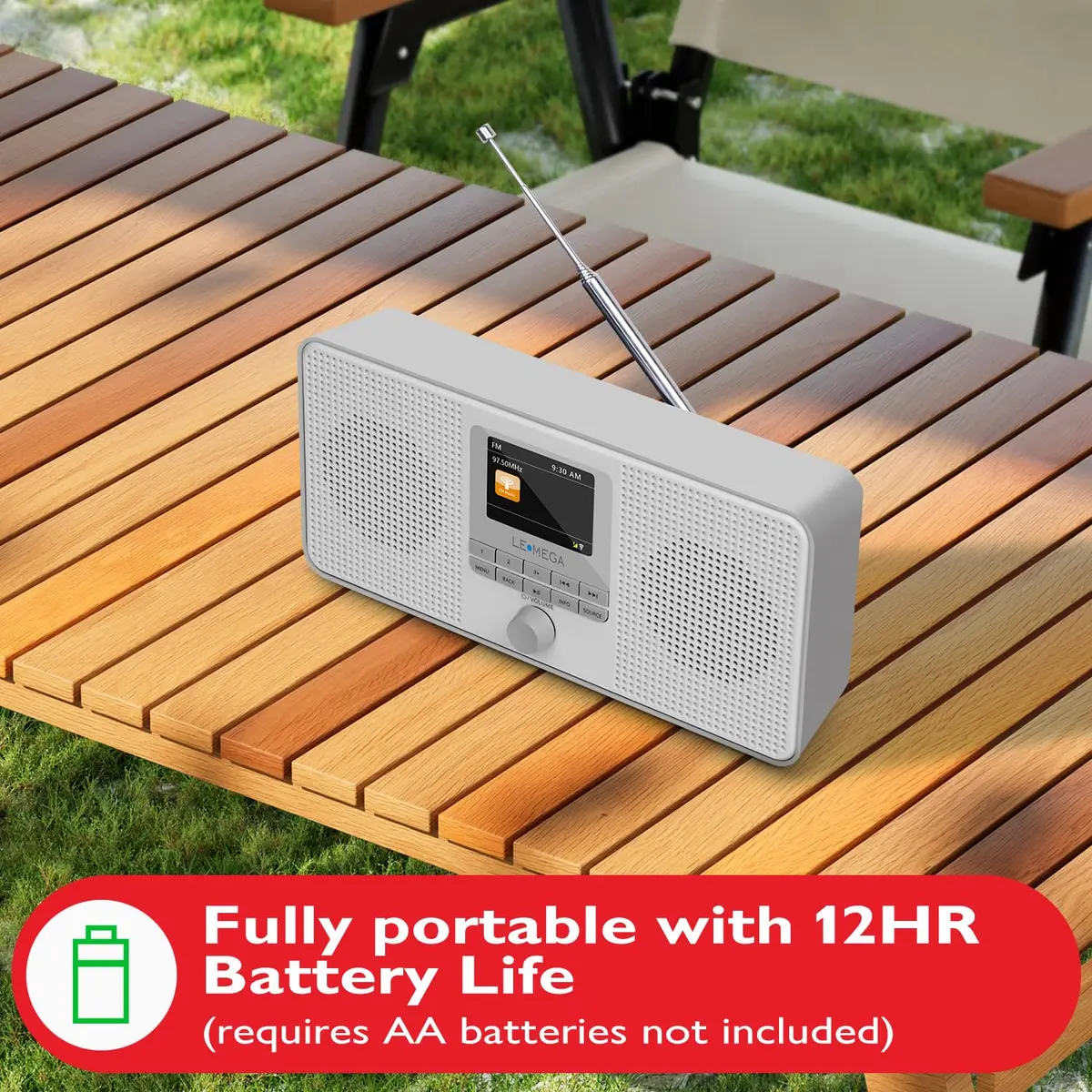 LEMEGA IR4S Internet Radio, Podcasts, Spotify, Bluetooth, FM Stereo, Gray | 23.4cm (9.2in) Length - view 4