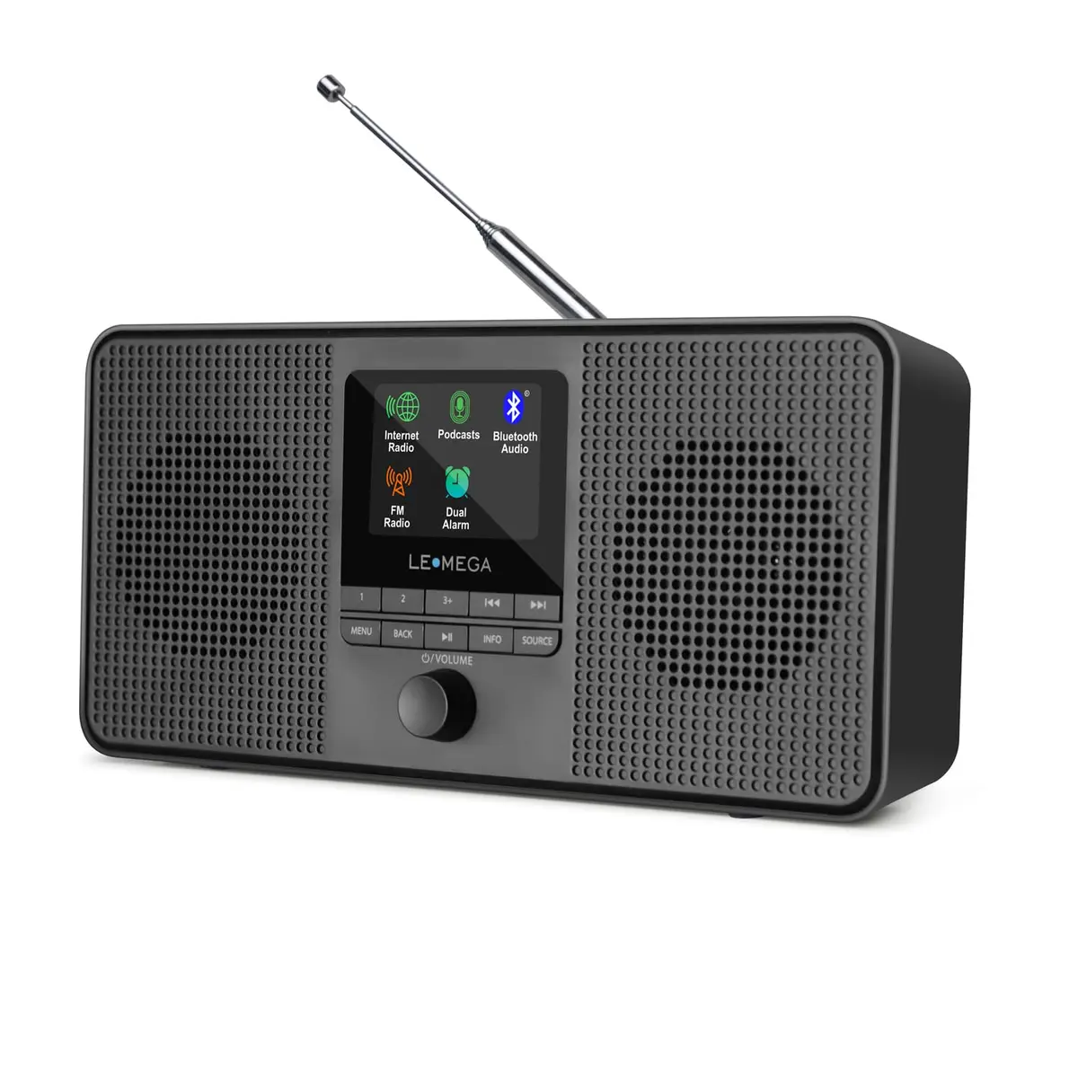 LEMEGA IR4S Stereo WiFi Internet Radio,FM Digital Radio, Spotify Connect, Bluetooth Speaker, Dual Alarms Clock, 40 Presets, Headphone-Output, Batteries or Mains Powered – Black Finish - main product image