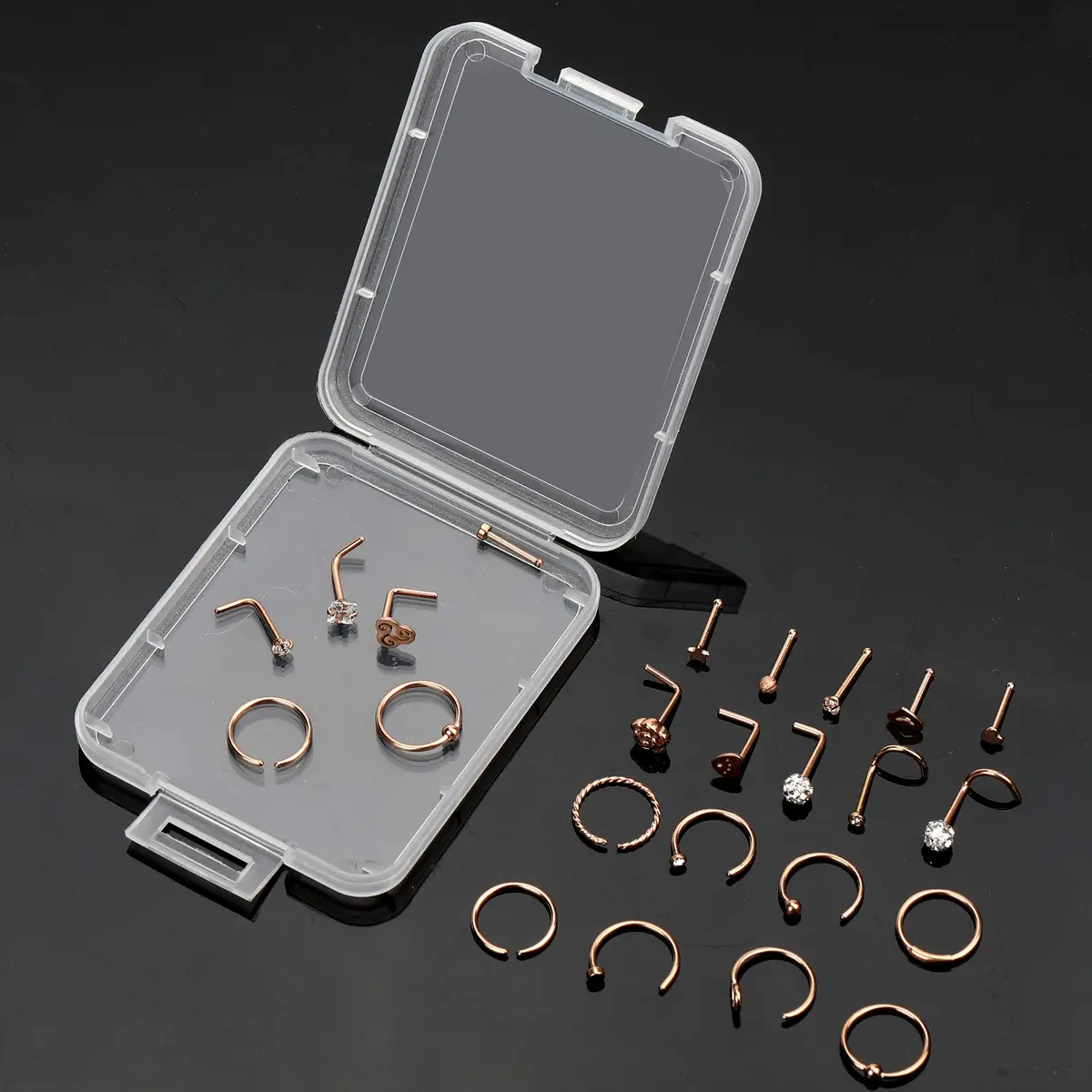 ONESING 40 PCS 20G Nose Rings for Women & Men | Hypoallergenic Stainless Steel, Gold Finish, 8mm Inner Size - view 7