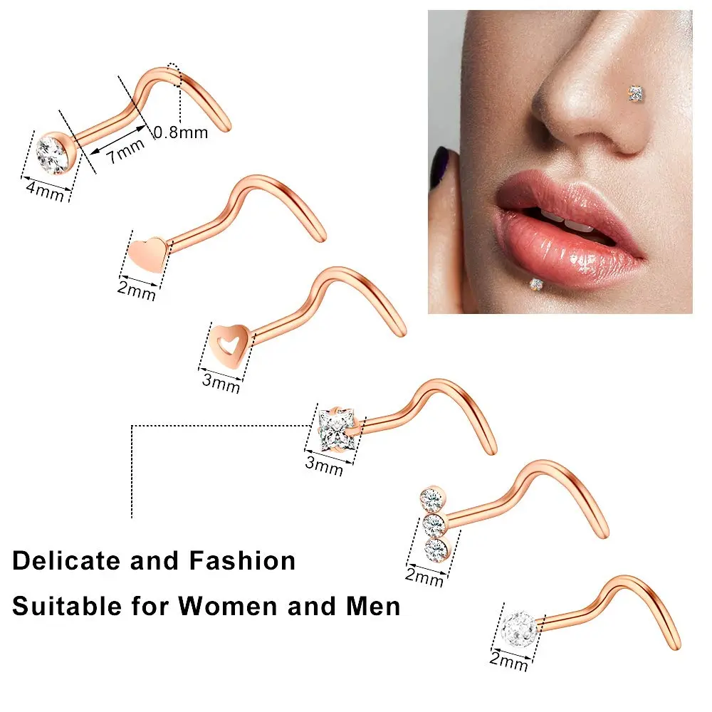 ONESING 40 PCS 20G Nose Rings for Women & Men | Hypoallergenic Stainless Steel, Gold Finish, 8mm Inner Size - view 2