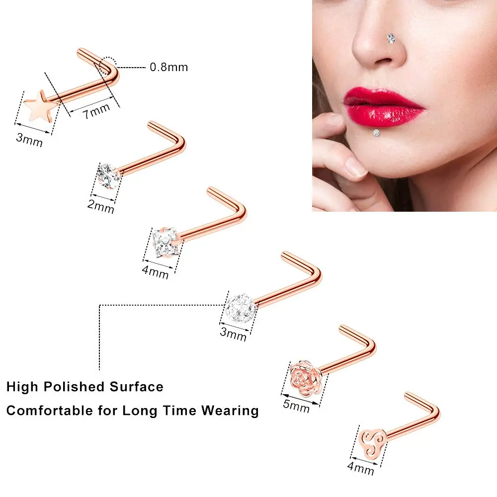 ONESING 40 PCS 20G Nose Rings for Women & Men | Hypoallergenic Stainless Steel, Gold Finish, 8mm Inner Size - view 3