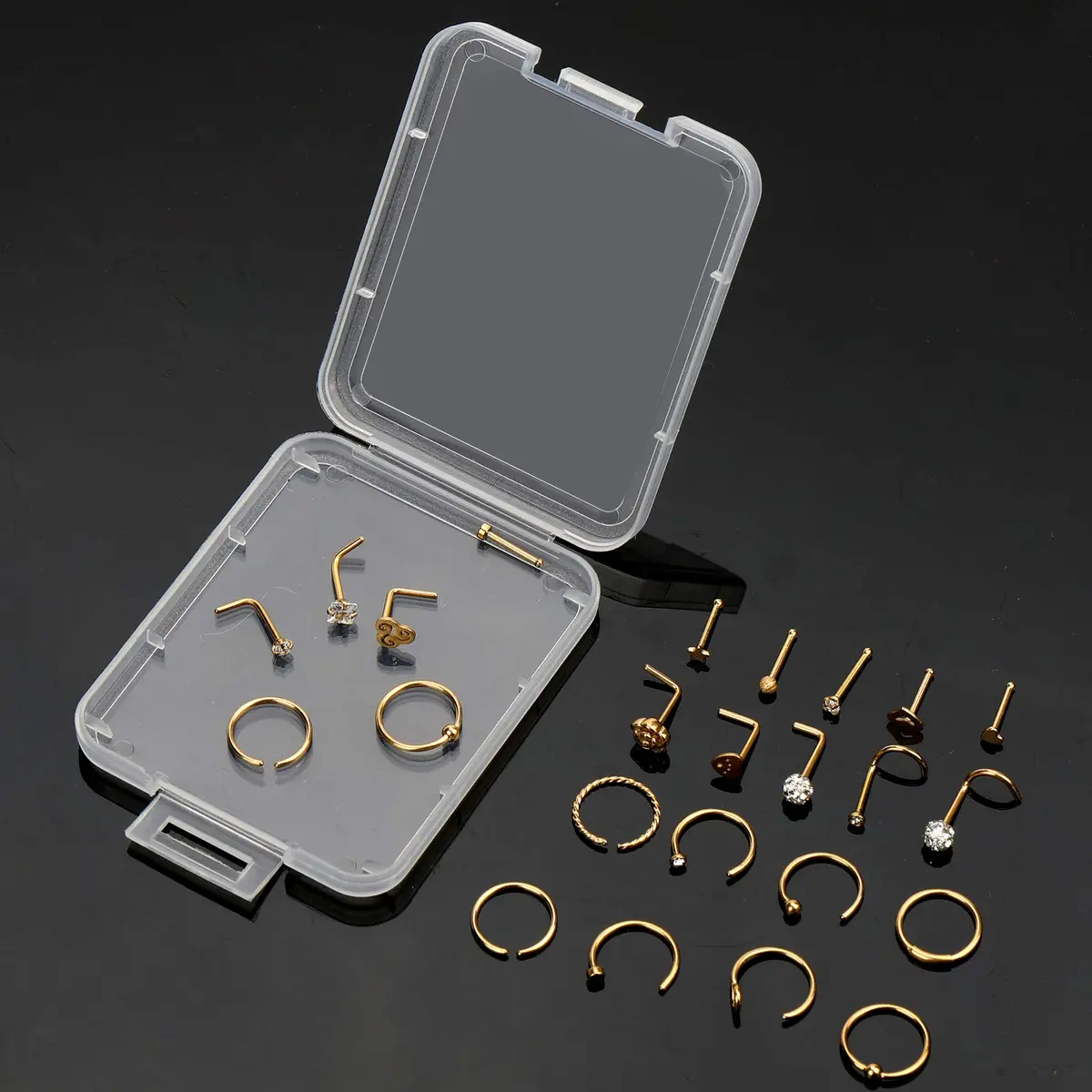 ONESING Nose Piercing Jewelry Set 40 pcs 20G | Hypoallergenic Surgical Steel for Men Women - view 7