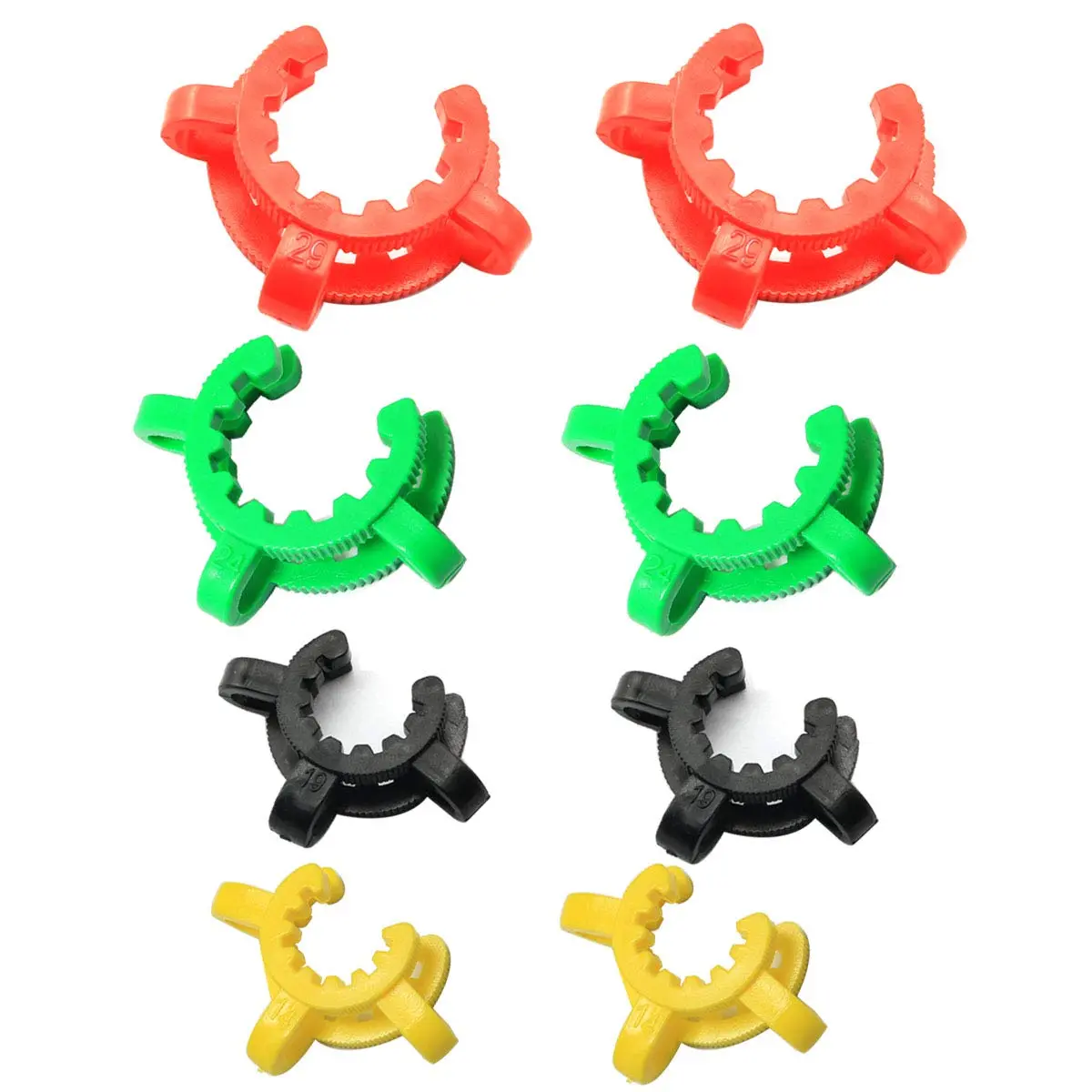 PZRT Plastic Joint Clips Set 8pcs (14mm, 19mm, 24mm, 29mm) | Lab Keck Clamp for Glass Ground Joints - view 2