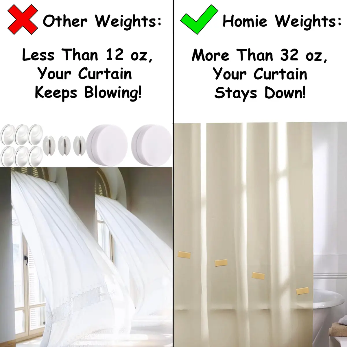 Homie Magnetic Curtain Weights 8 Pack with Carrying Case | Stops Curtains Blowing (Beige) - view 2