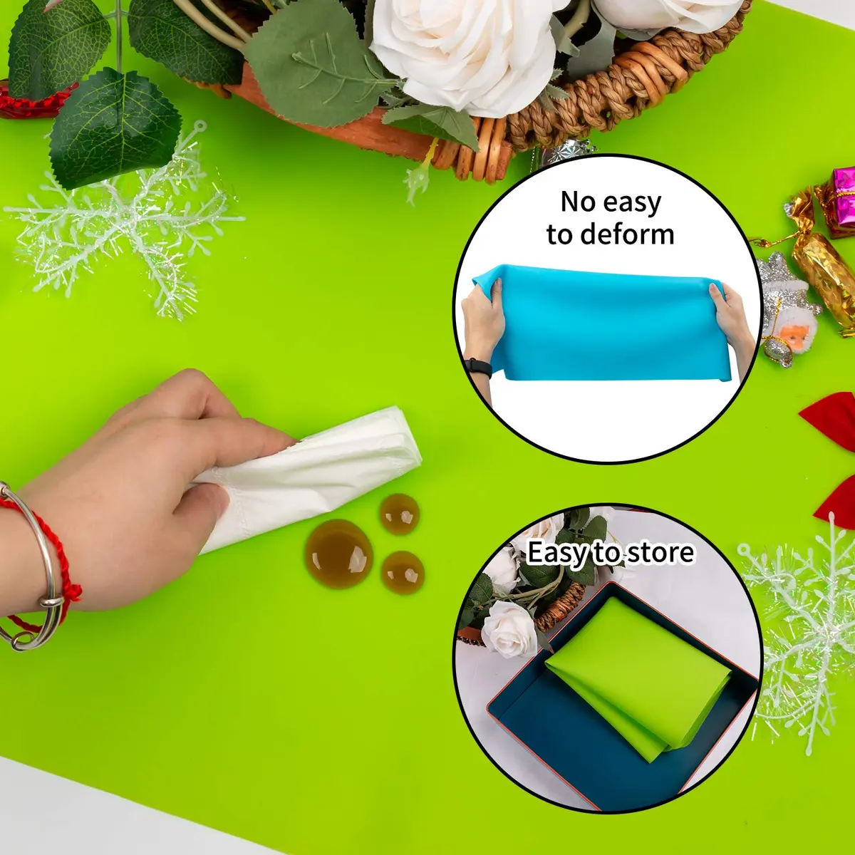 QPIX DIGITAL Extra Large Silicone Craft Mat 60cm x 40cm (23.6''x15.7'') | Heat Resistant Baking & Dining Table Protector - view 5