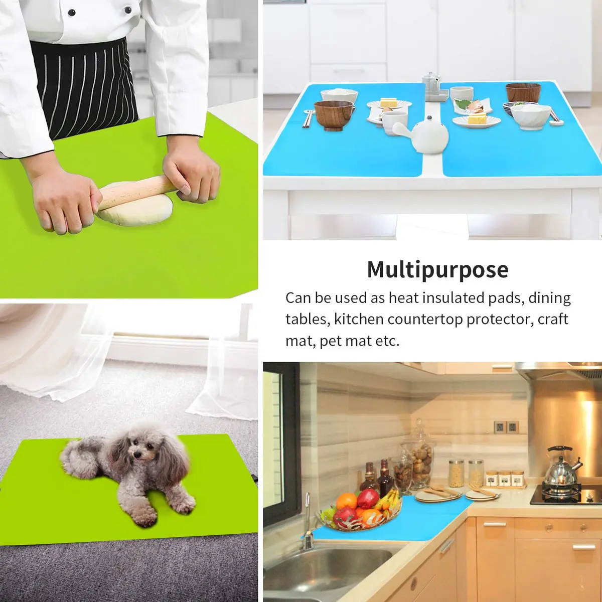 QPIX DIGITAL Extra Large Silicone Craft Mat 60cm x 40cm (23.6''x15.7'') | Heat Resistant Baking & Dining Table Protector - view 6