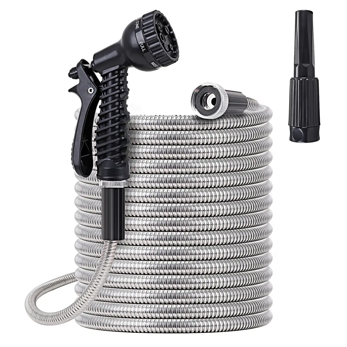 FOXEASE Stainless Steel Garden Hose 75 ft | Heavy Duty, Kink & Tangle Free, Dog Proof - main product image