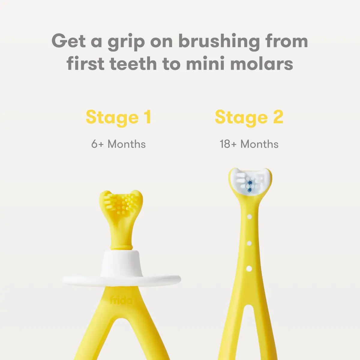 Frida Baby Grow-with-Me Training Toothbrush Set, 6-18 Months, Yellow | Gentle Silicone Bristles for Sensitive Gums - view 2