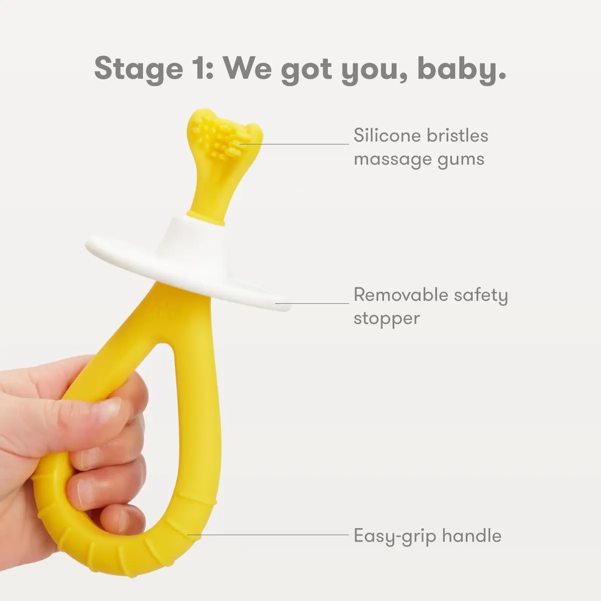 Frida Baby Grow-with-Me Training Toothbrush Set, 6-18 Months, Yellow | Gentle Silicone Bristles for Sensitive Gums - view 4