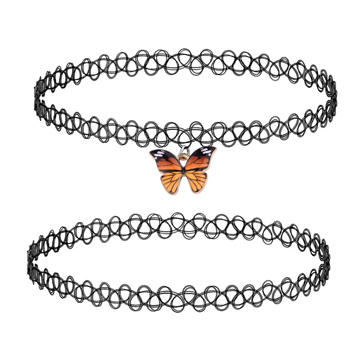 BodyJ4You 2PC 90s Choker Necklace for Women - Butterfly Y2K Charm Pendant | Retro Y2K Fashion Accessory - main product image