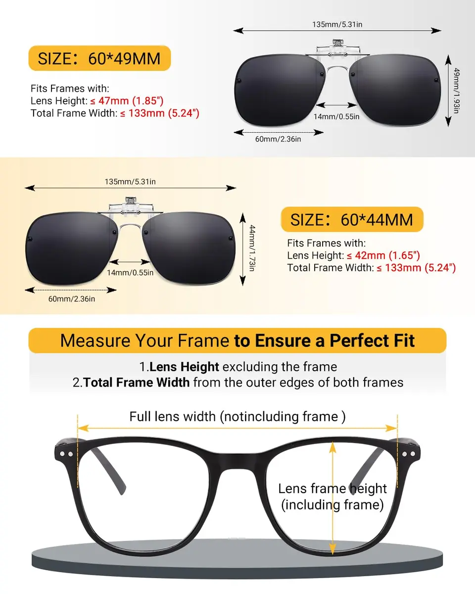 TERAISE Clip On Sunglasses for Prescription Glasses Men Women Polarized UV400 Anti-Glare 60mm (2.36") | HD Polarized Lenses for Driving & Outdoor Activities - view 4