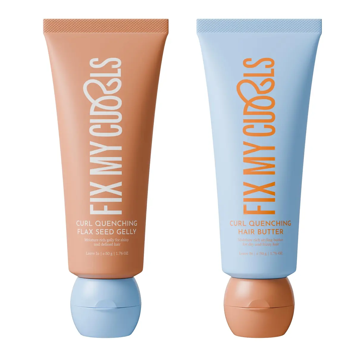 Fix My Curls Curl Quenching Moisture Styling Duo | For Curly, Wavy, Dry, Frizzy Hair | Aloe Vera, Chia Seed | Silicone Free | Frizz Control | 50g Each - main product image