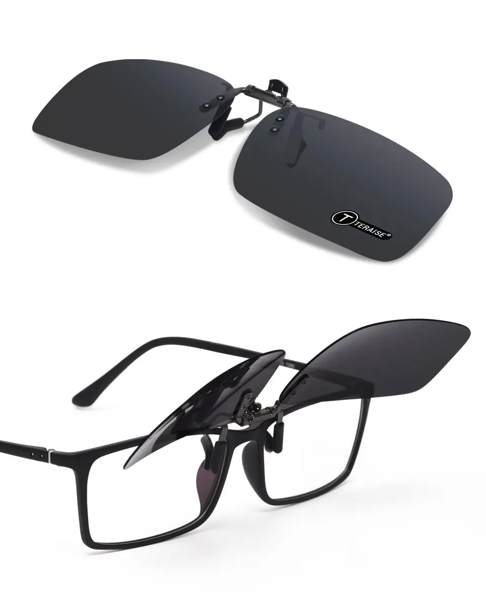 TERAISE Clip On Polarized Sunglasses for Men & Women | 13.6 cm (5.35 inches) Total Width - main product image
