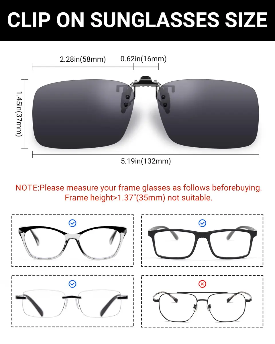 TERAISE Clip On Polarized Sunglasses for Men & Women | 13.6 cm (5.35 inches) Total Width - view 4