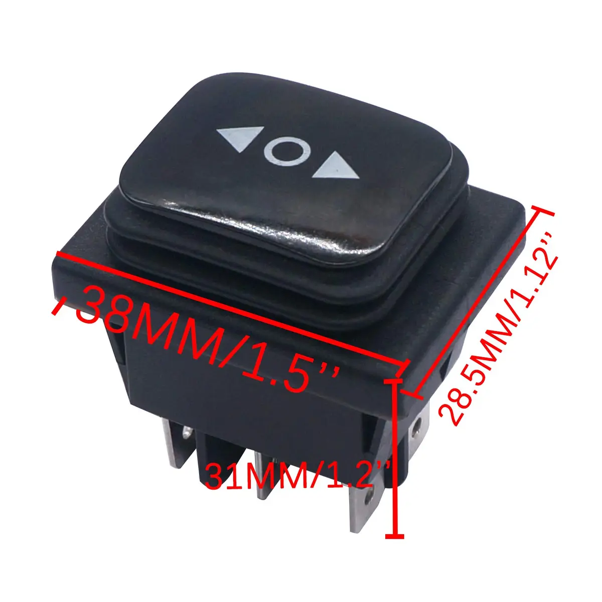 TWTADE Waterproof Momentary Polarity Reverse Switch for DC Motors 12V 10A | 6 Pin 3 Position ON-Off-ON Rocker Toggle - view 2