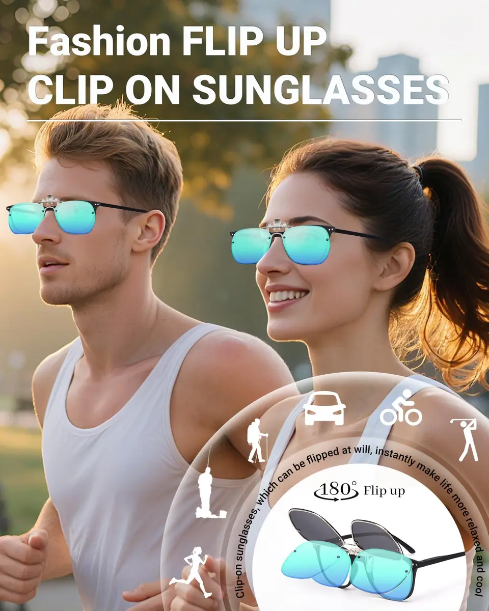 TERAISE Clip On Sunglasses for Prescription Glasses, Polarized UV400 Anti-Glare 60mm (2.36 inches) | HD Polarized Lenses for Driving - view 2