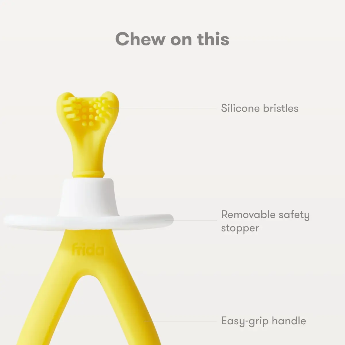 Frida Baby Training Toothbrush Yellow | Soft Silicone Bristles for 6M+ Babies - view 4