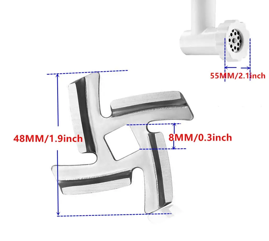 MIZORLIE Size 5 Meat Grinder Blade Stainless Steel 48mm Diagonal (2-Pack) | Sharp Replacement for Grinders & Mixers - view 2